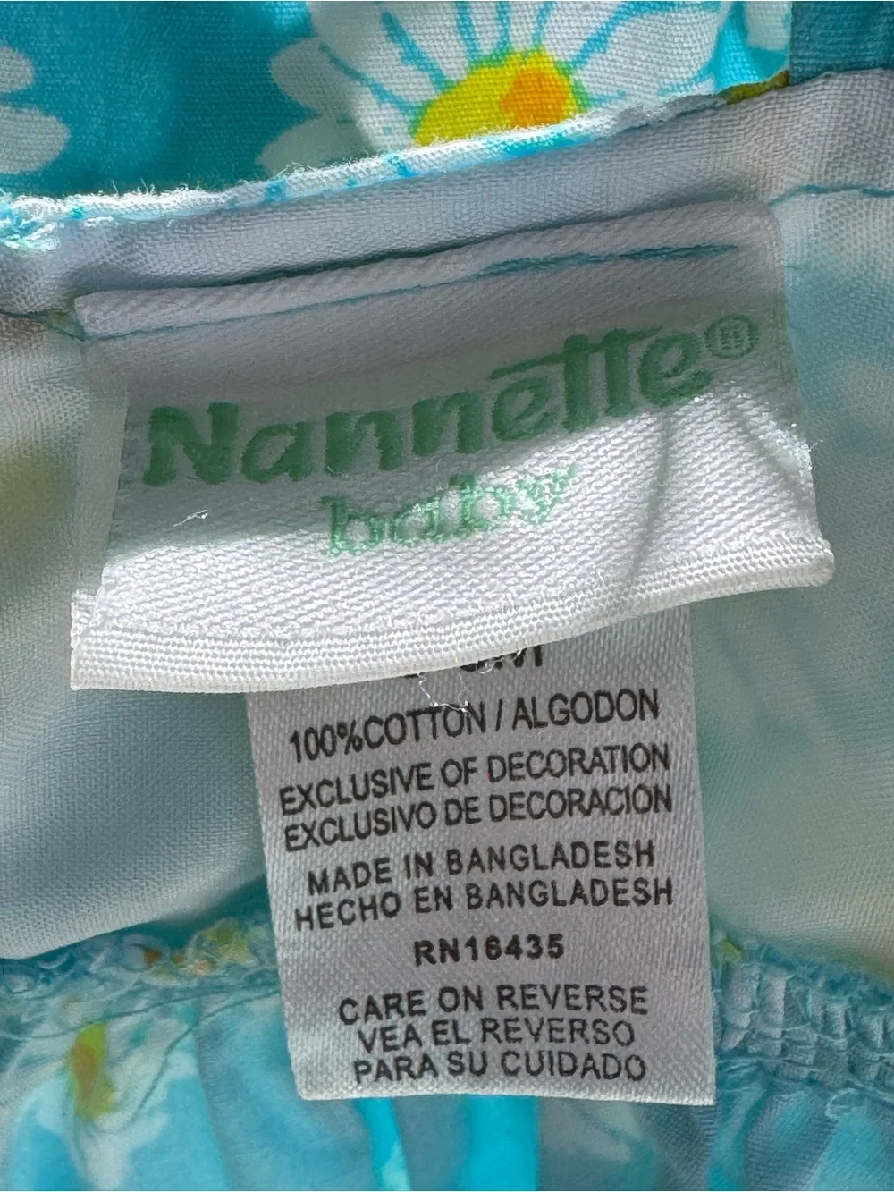 Nannette Baby Turquoise Daisy Sundress with Yellow Bow. Size 0-3 Mo.